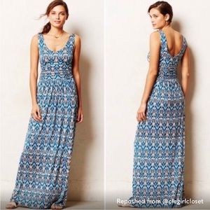 Vanessa Virginia (Anthropologie) Blue Printed Maxi Dress (XS)